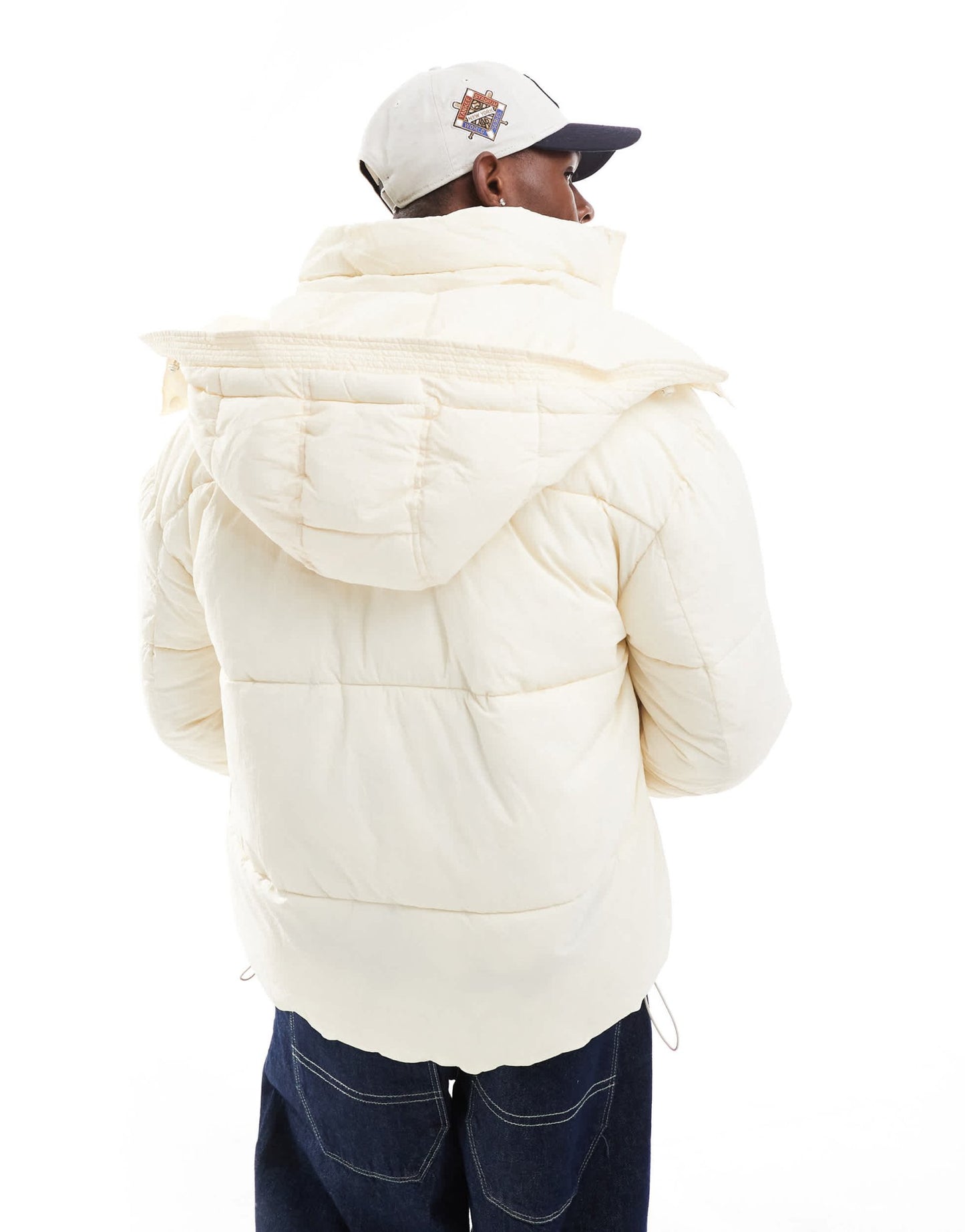 ONLY & SONS quilted puffer jacket with wide hood in off white - ASOS Sample Sale EU Store