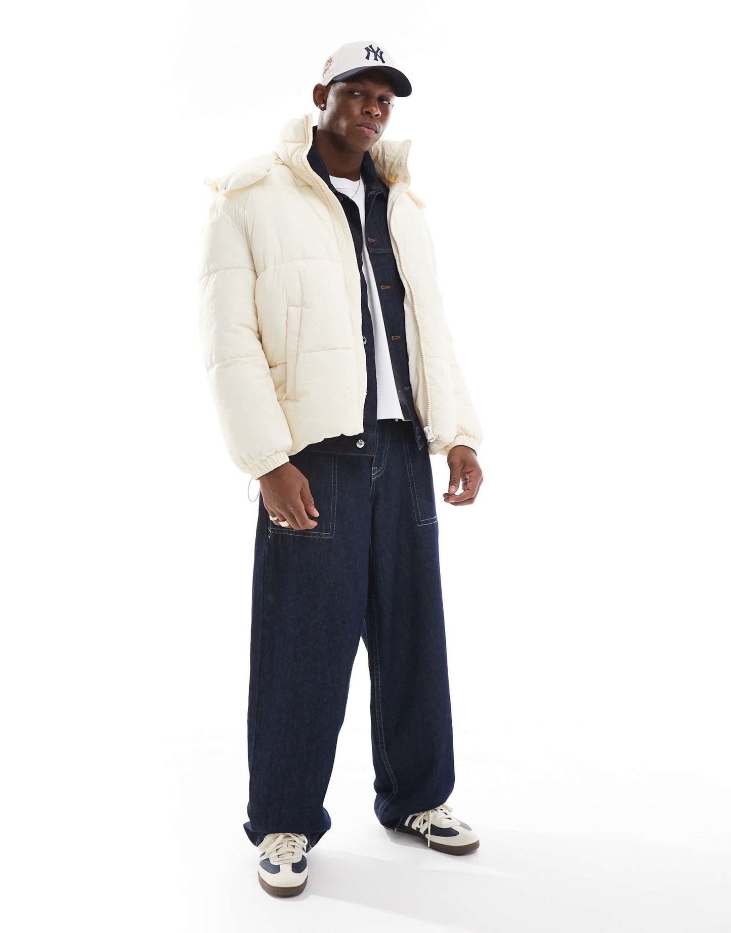 ONLY & SONS quilted puffer jacket with wide hood in off white - ASOS Sample Sale EU Store