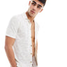ONLY & SONS revere collar open knit shirt in white