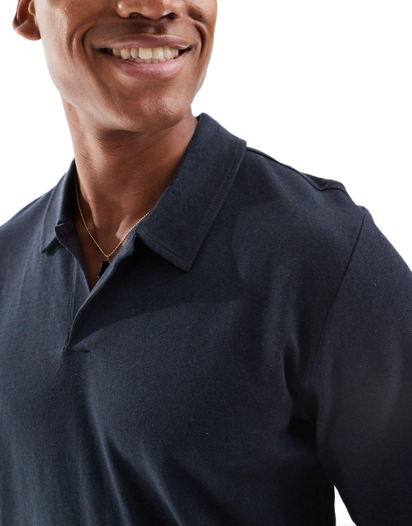 ONLY & SONS revere collar polo in navy - ASOS Sample Sale EU Store
