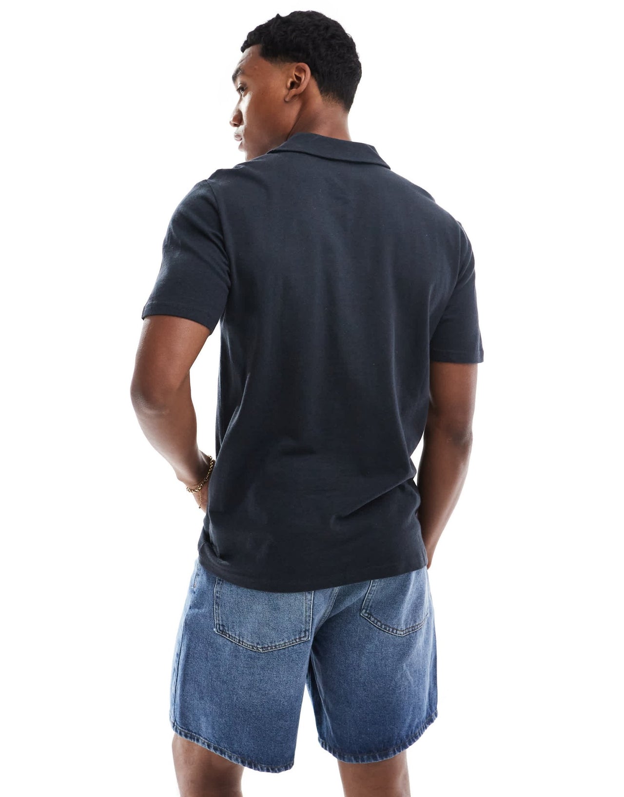 ONLY & SONS revere collar polo in navy - ASOS Sample Sale EU Store