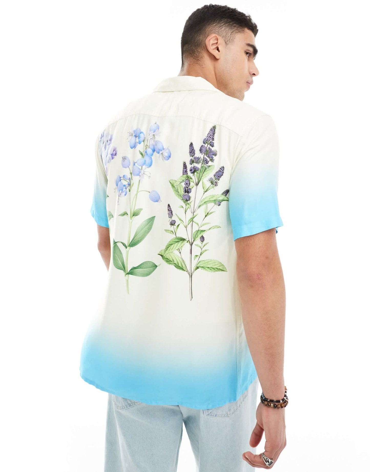 ONLY & SONS revere collar shirt with floral print in blue ombre - ASOS Sample Sale EU Store