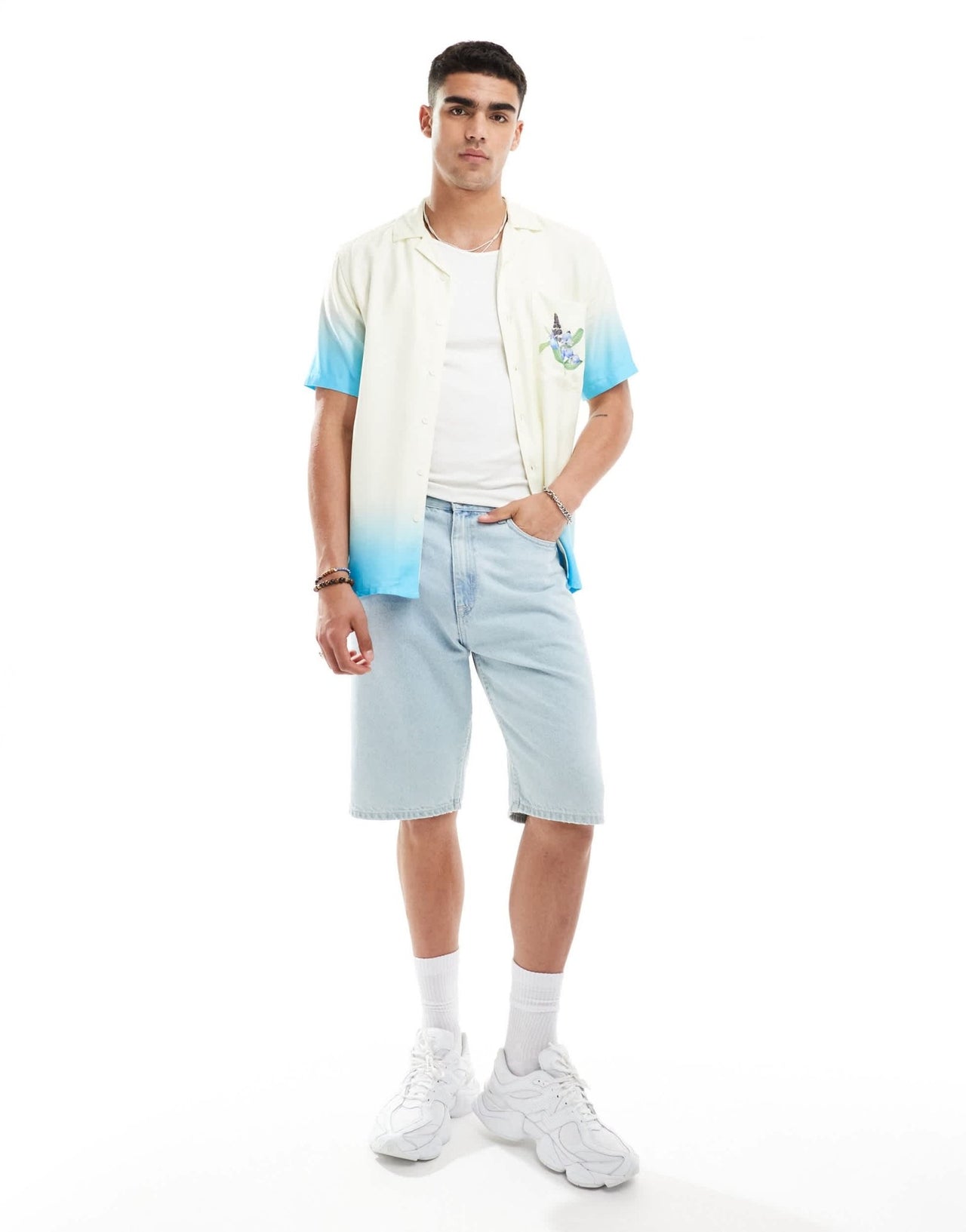 ONLY & SONS revere collar shirt with floral print in blue ombre - ASOS Sample Sale EU Store