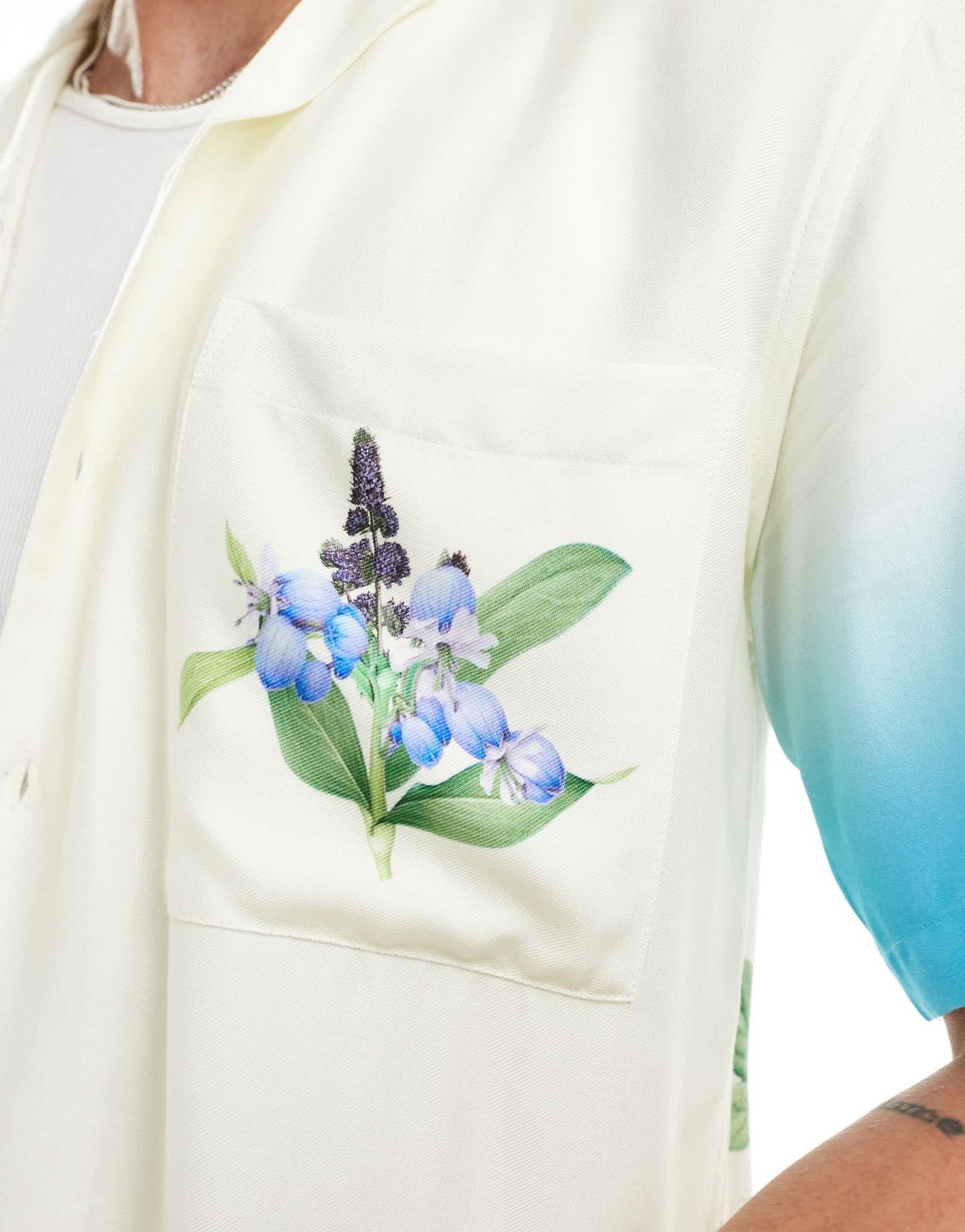 ONLY & SONS revere collar shirt with floral print in blue ombre - ASOS Sample Sale EU Store
