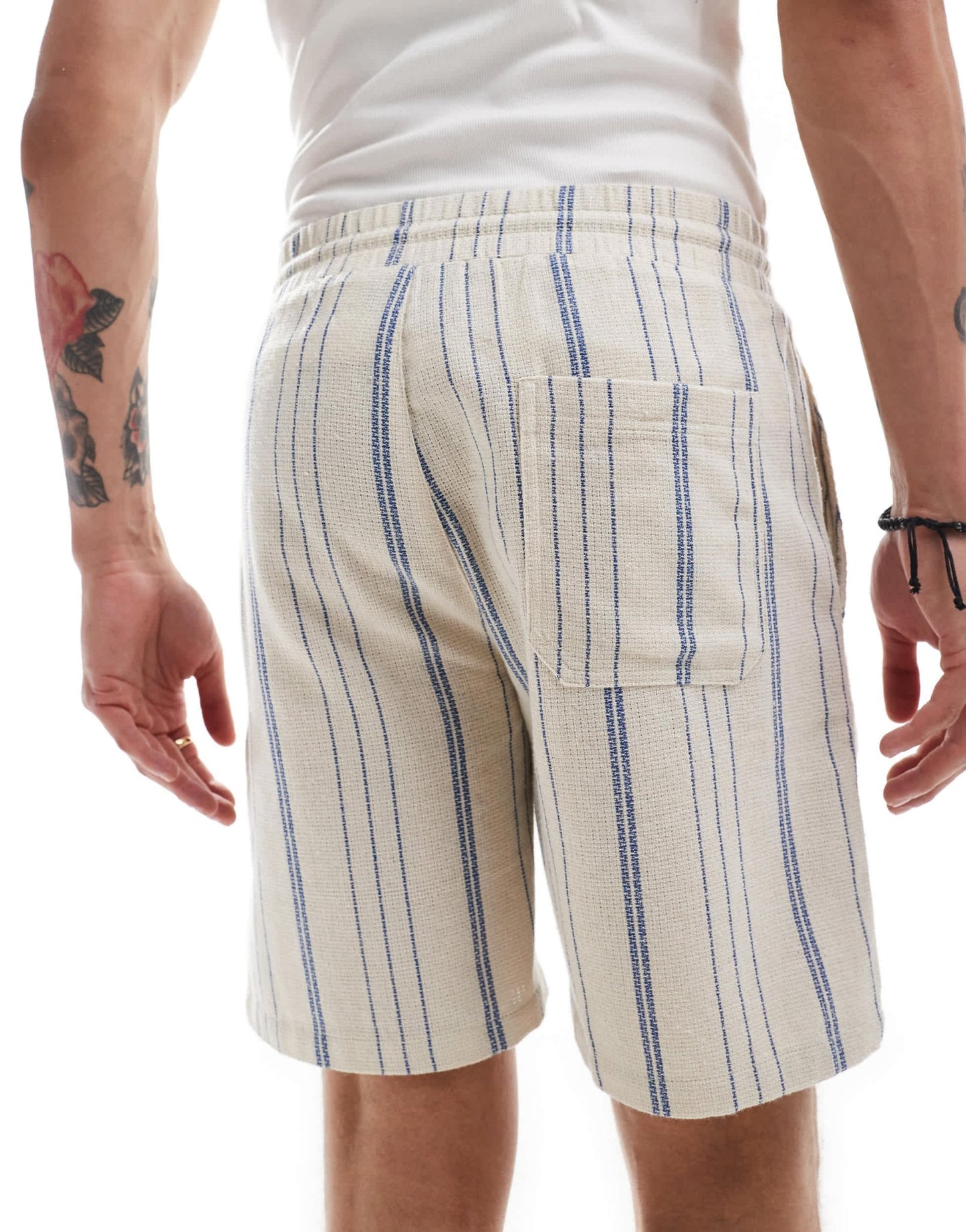 ONLY & SONS woven short co - ord in beige & blue stripe - ASOS Sample Sale EU Store