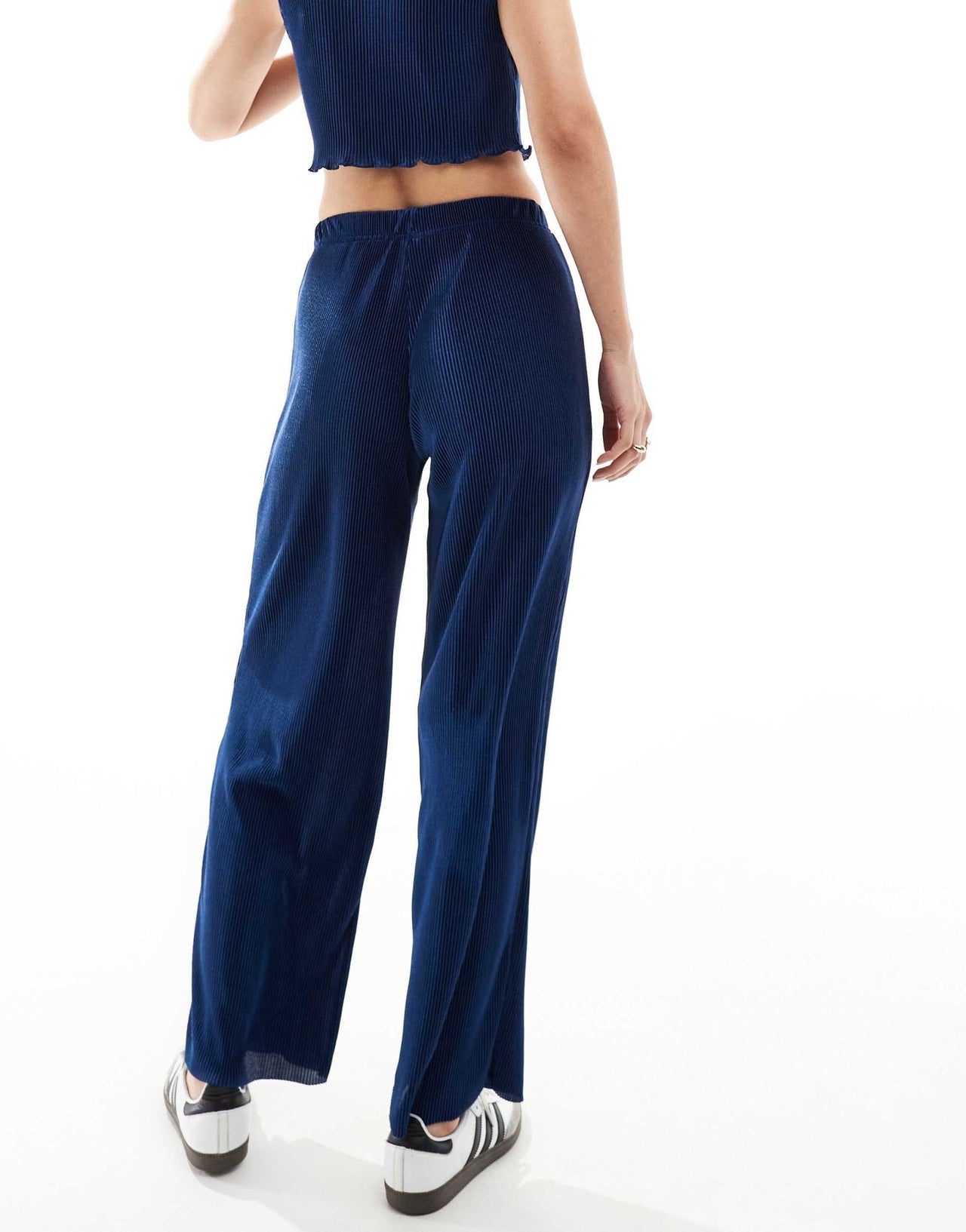 ONLY straight leg plisse trouser co - ord in navy - ASOS Sample Sale EU Store