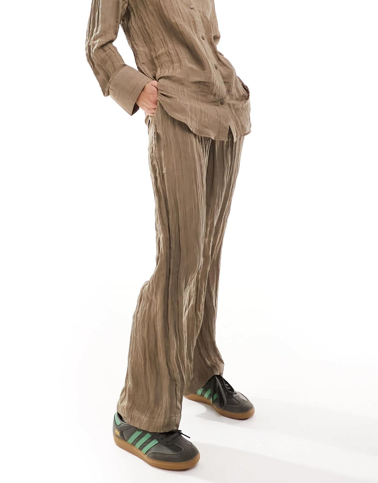 ONLY textured wide leg trouser co - ord in light brown - ASOS Sample Sale EU Store