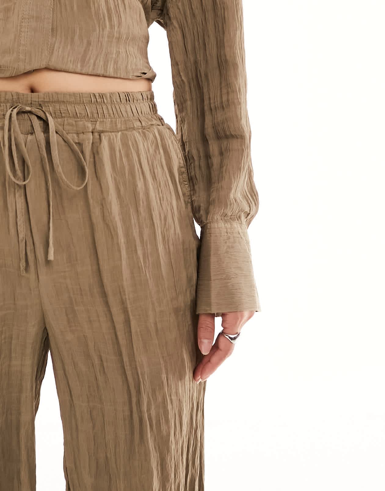 ONLY textured wide leg trouser co - ord in light brown - ASOS Sample Sale EU Store