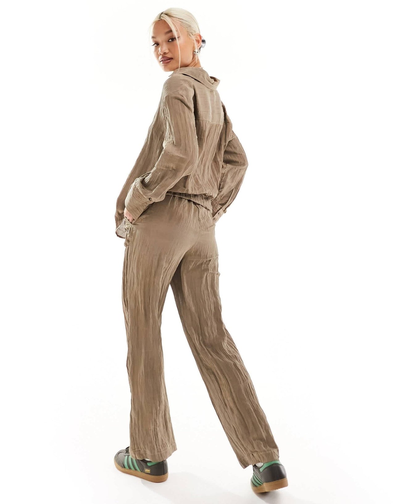 ONLY textured wide leg trouser co - ord in light brown - ASOS Sample Sale EU Store