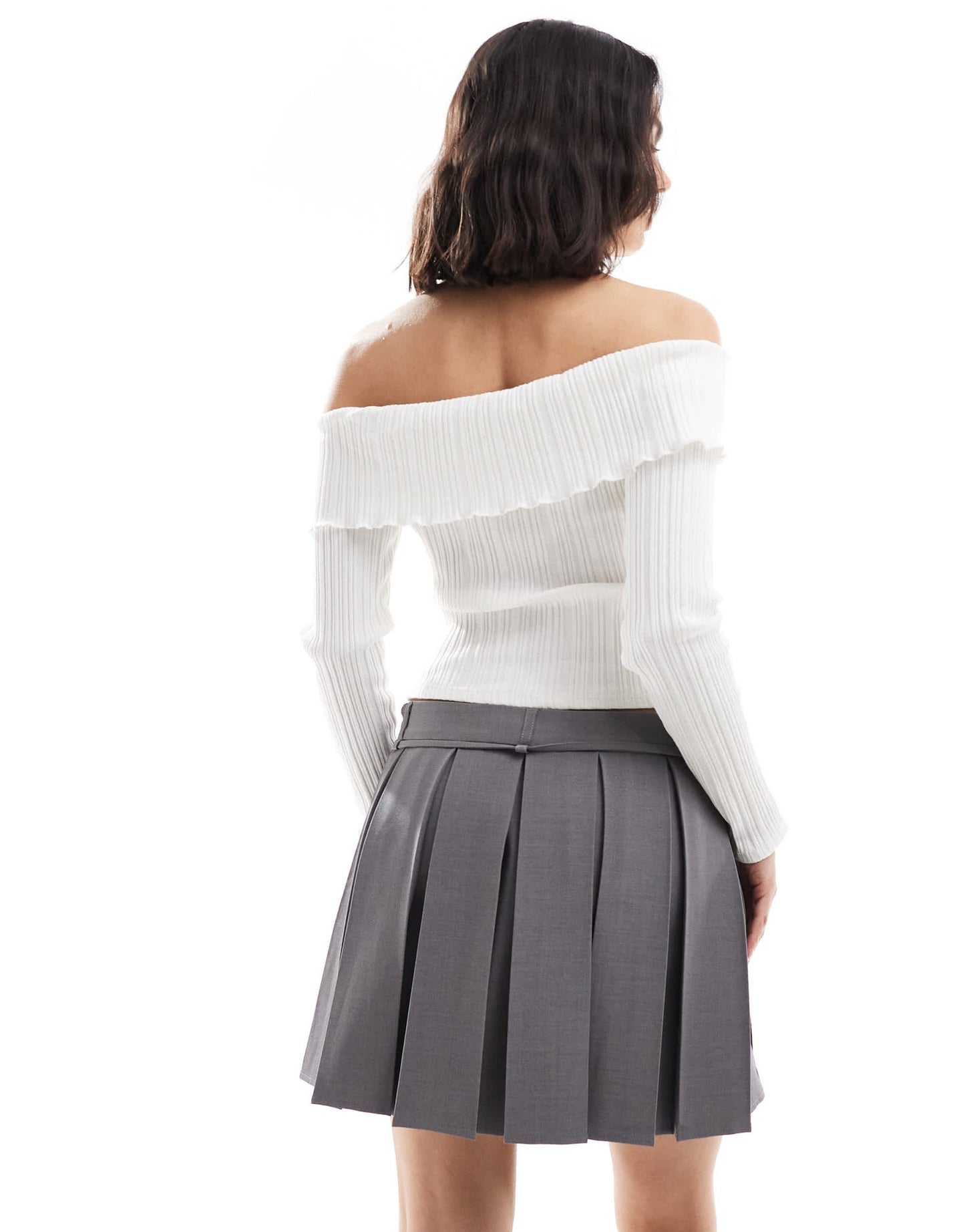 ONLY tie waist pleated mini skirt in grey - ASOS Sample Sale EU Store