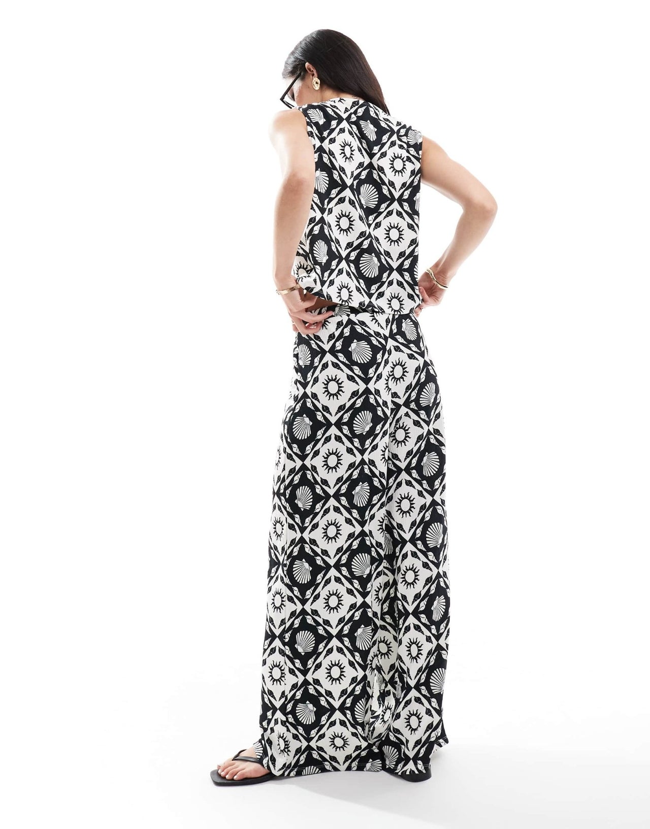 ONLY tile print wide leg trousers co - ord in black and white - ASOS Sample Sale EU Store