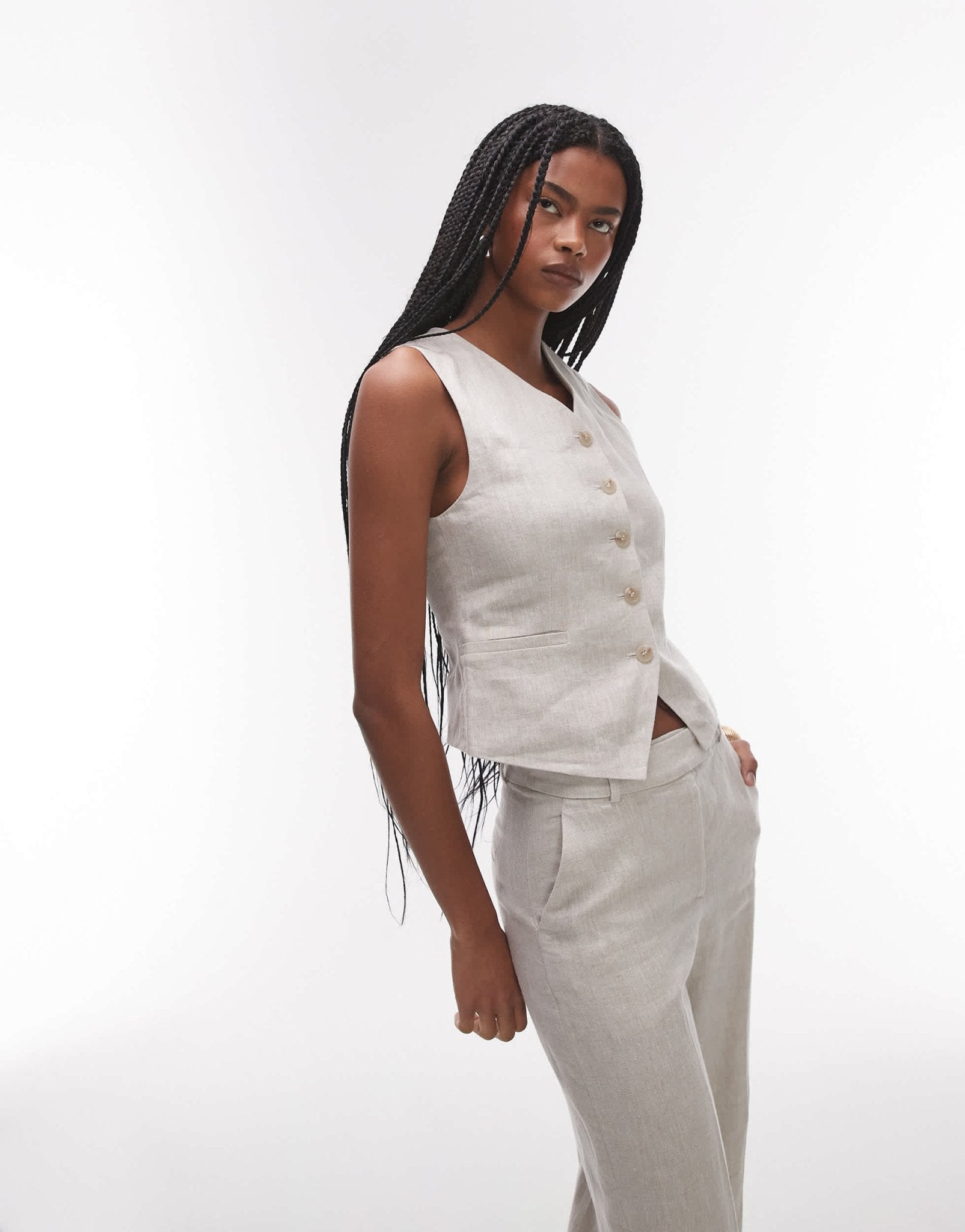 & Other Stories co - ord fitted linen waistcoat in beige - ASOS Sample Sale EU Store