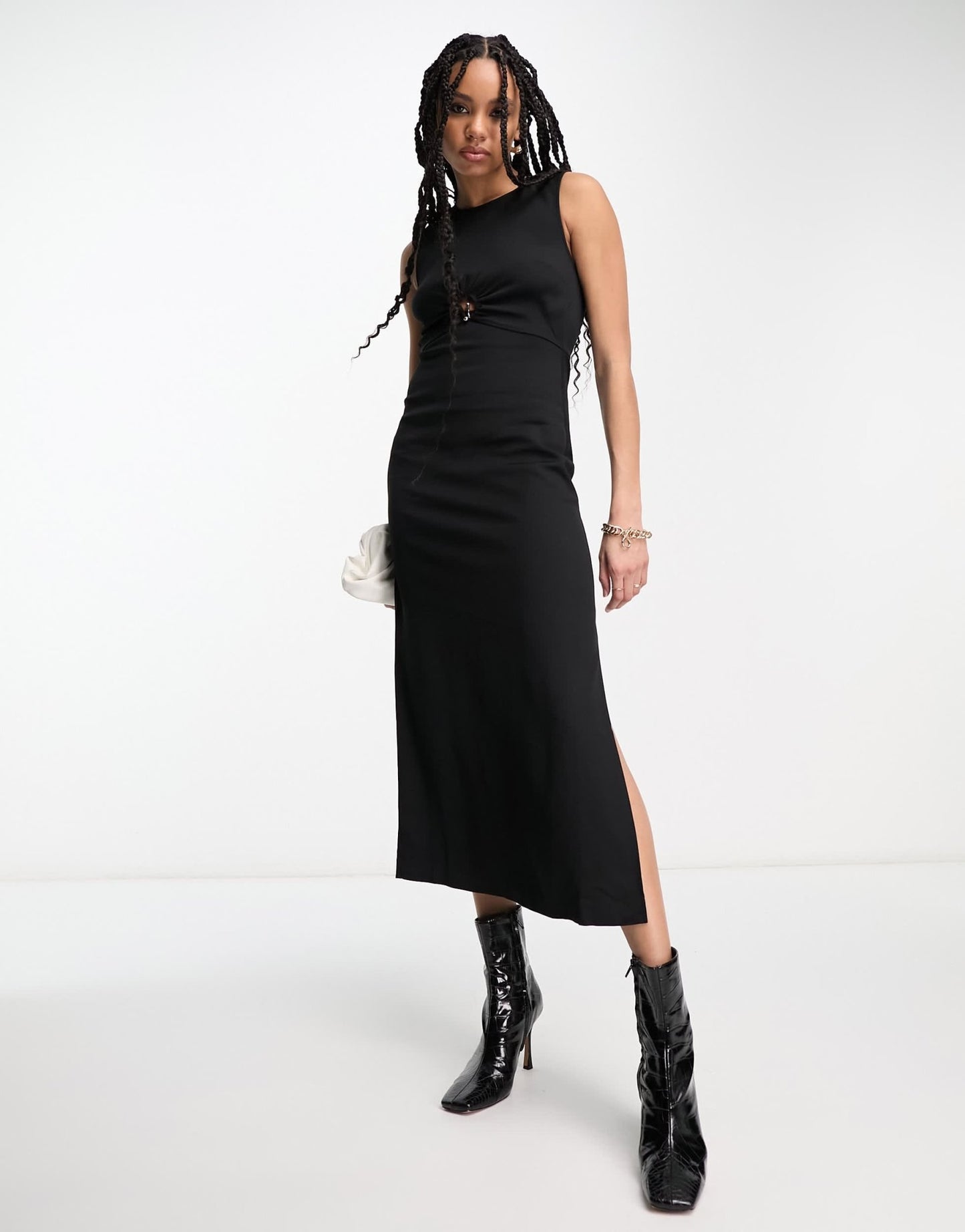 & Other Stories cut - out hardware midi dress in black - ASOS Sample Sale EU Store