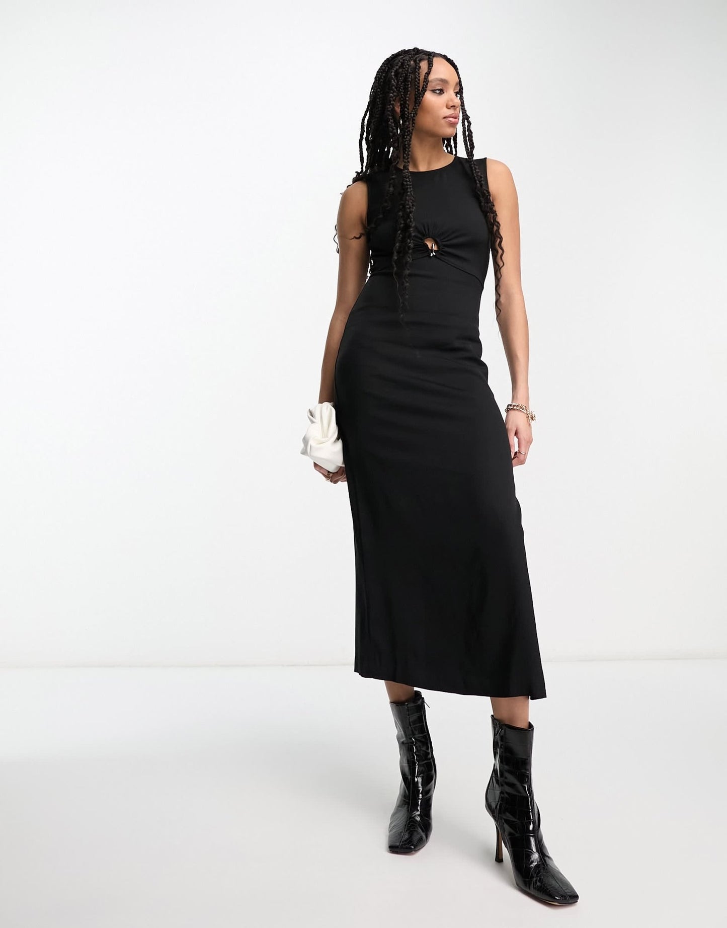 & Other Stories cut - out hardware midi dress in black - ASOS Sample Sale EU Store