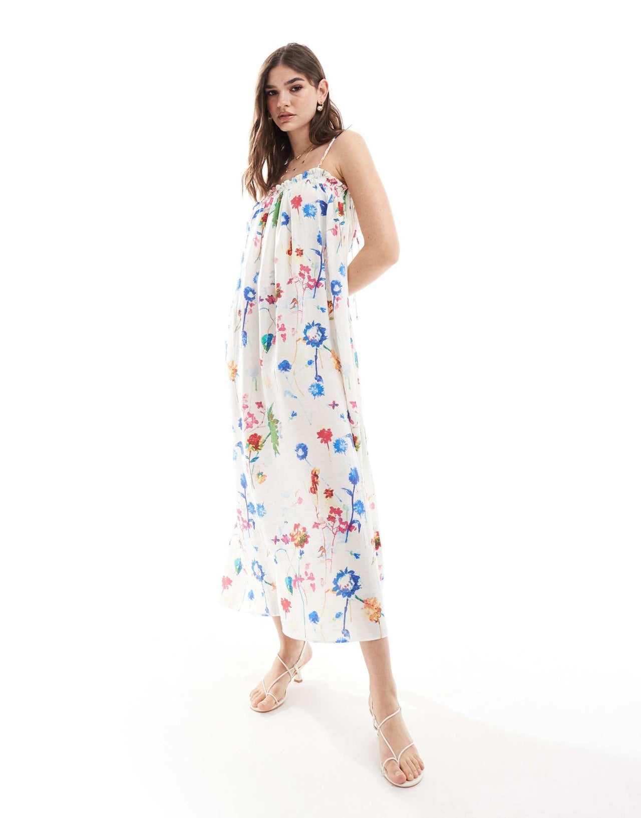 & Other Stories double strap midaxi dress in bright floral print - ASOS Sample Sale EU Store