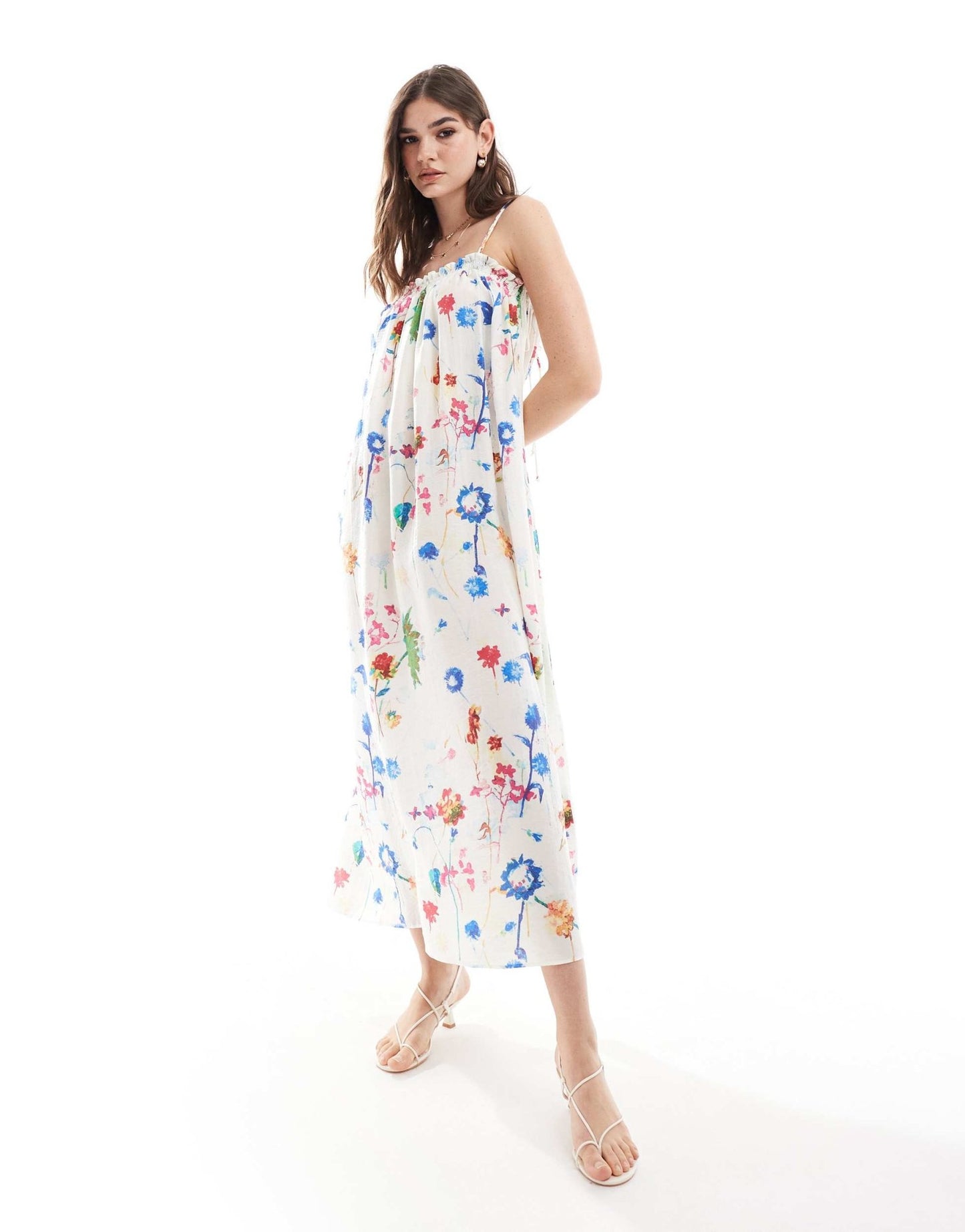 & Other Stories double strap midaxi dress in bright floral print - ASOS Sample Sale EU Store