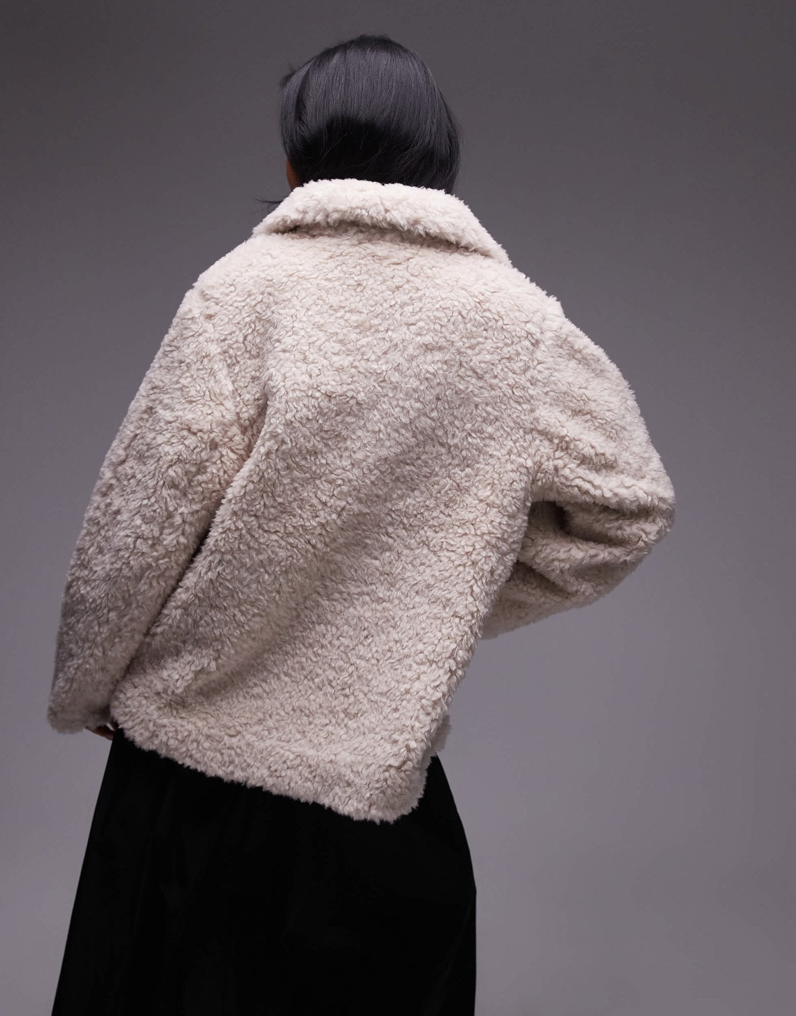 & Other Stories faux fur jacket with asymmetric button front in beige - ASOS Sample Sale EU Store