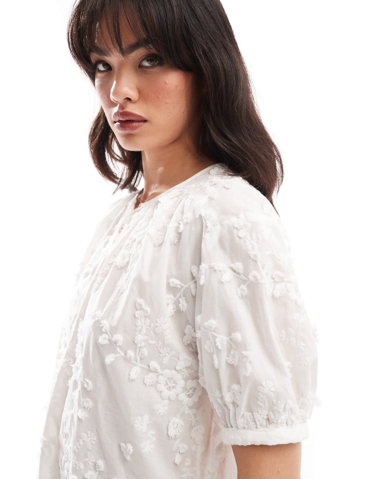 & Other Stories floral embroidered short sleeve blouse in white - ASOS Sample Sale EU Store