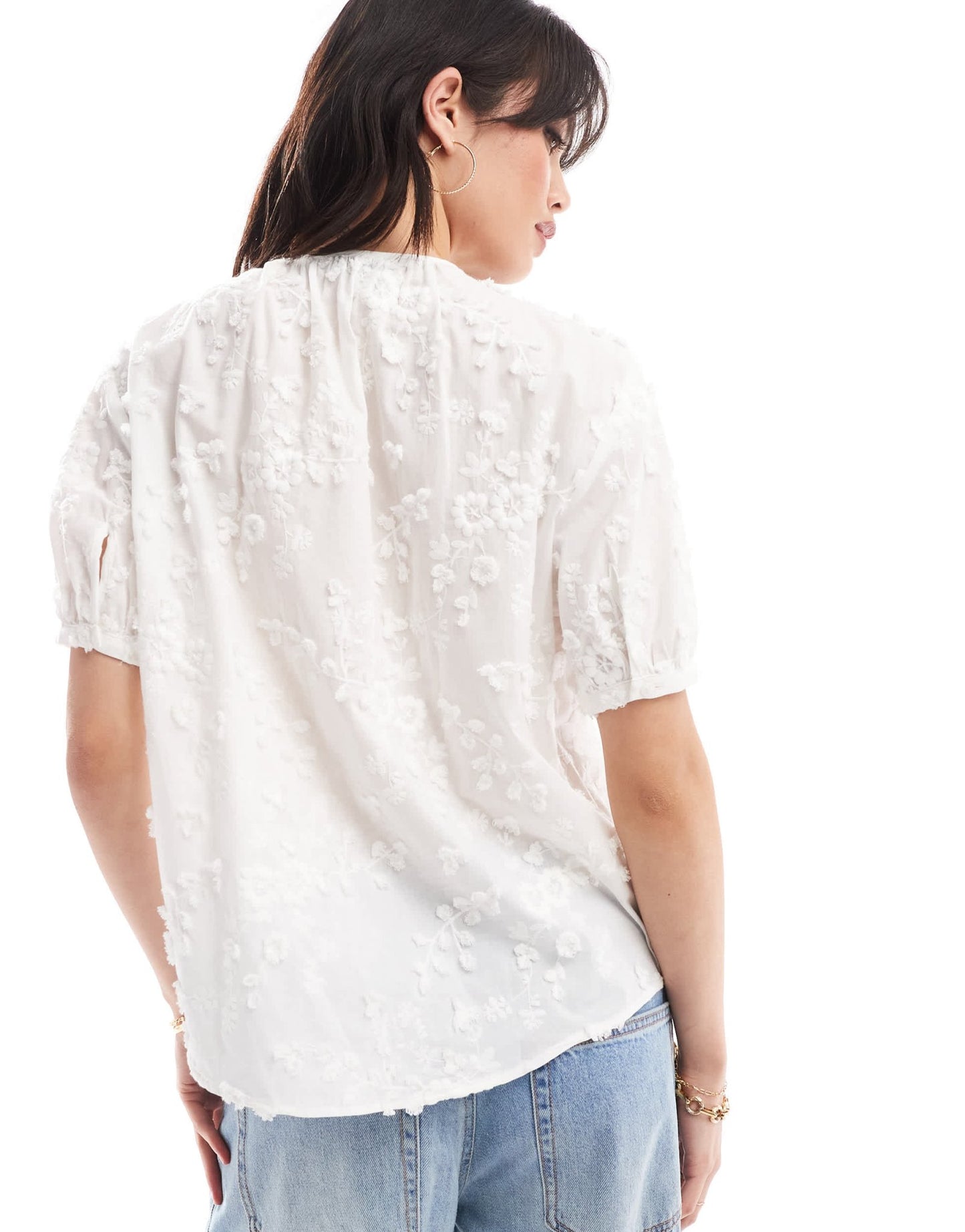& Other Stories floral embroidered short sleeve blouse in white - ASOS Sample Sale EU Store