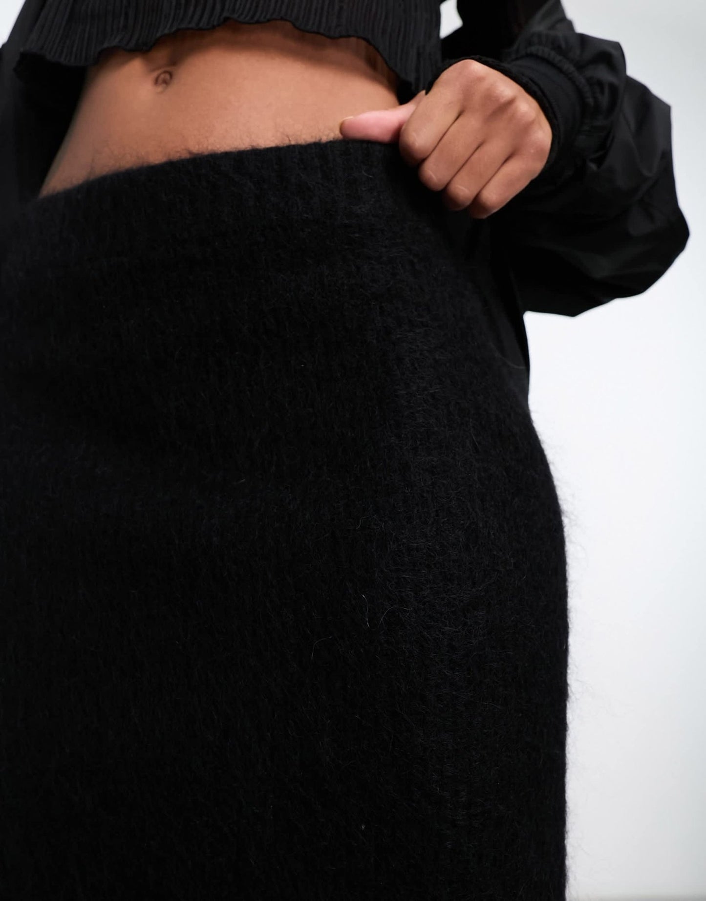 & Other Stories fluffy yarn wool blend mini skirt in black - ASOS Sample Sale EU Store