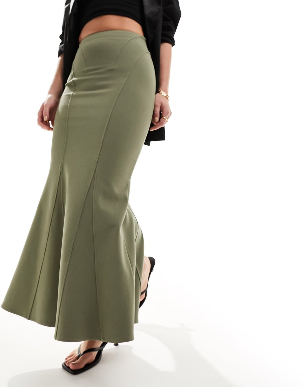 & Other Stories fluted maxi skirt in khaki - ASOS Sample Sale EU Store