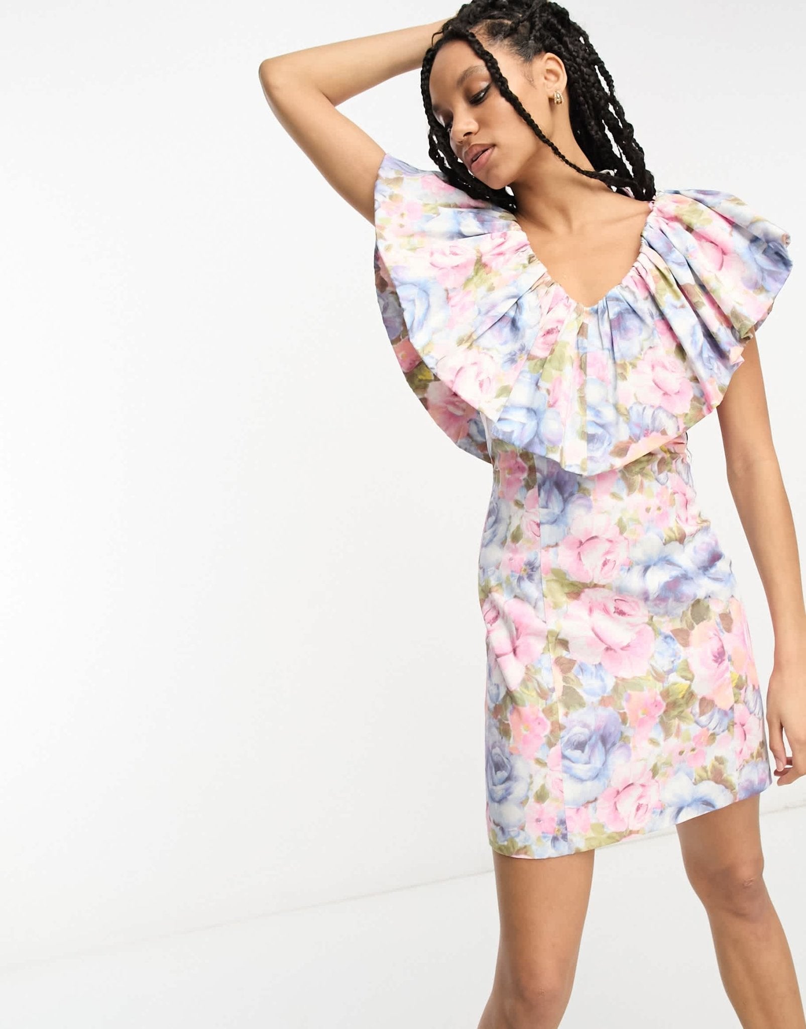 & Other Stories frill sleeve mini dress in floral print - ASOS Sample Sale EU Store