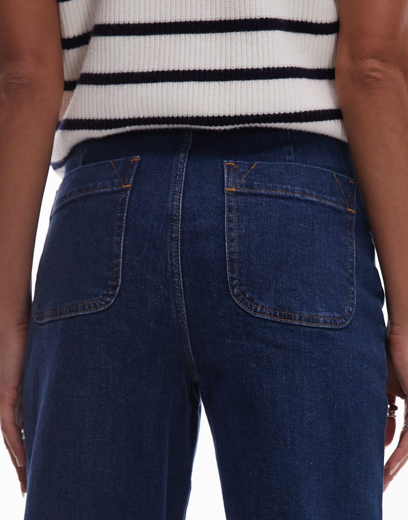 & Other Stories high rise flared jeans with patch pockets in blue wash - ASOS Sample Sale EU Store