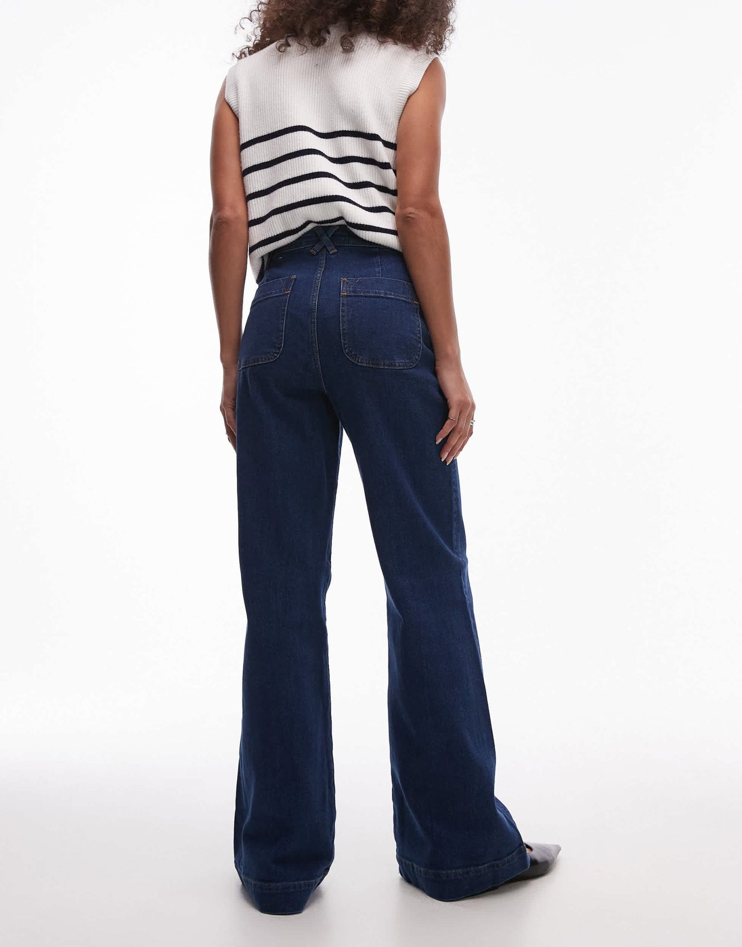& Other Stories high rise flared jeans with patch pockets in blue wash - ASOS Sample Sale EU Store