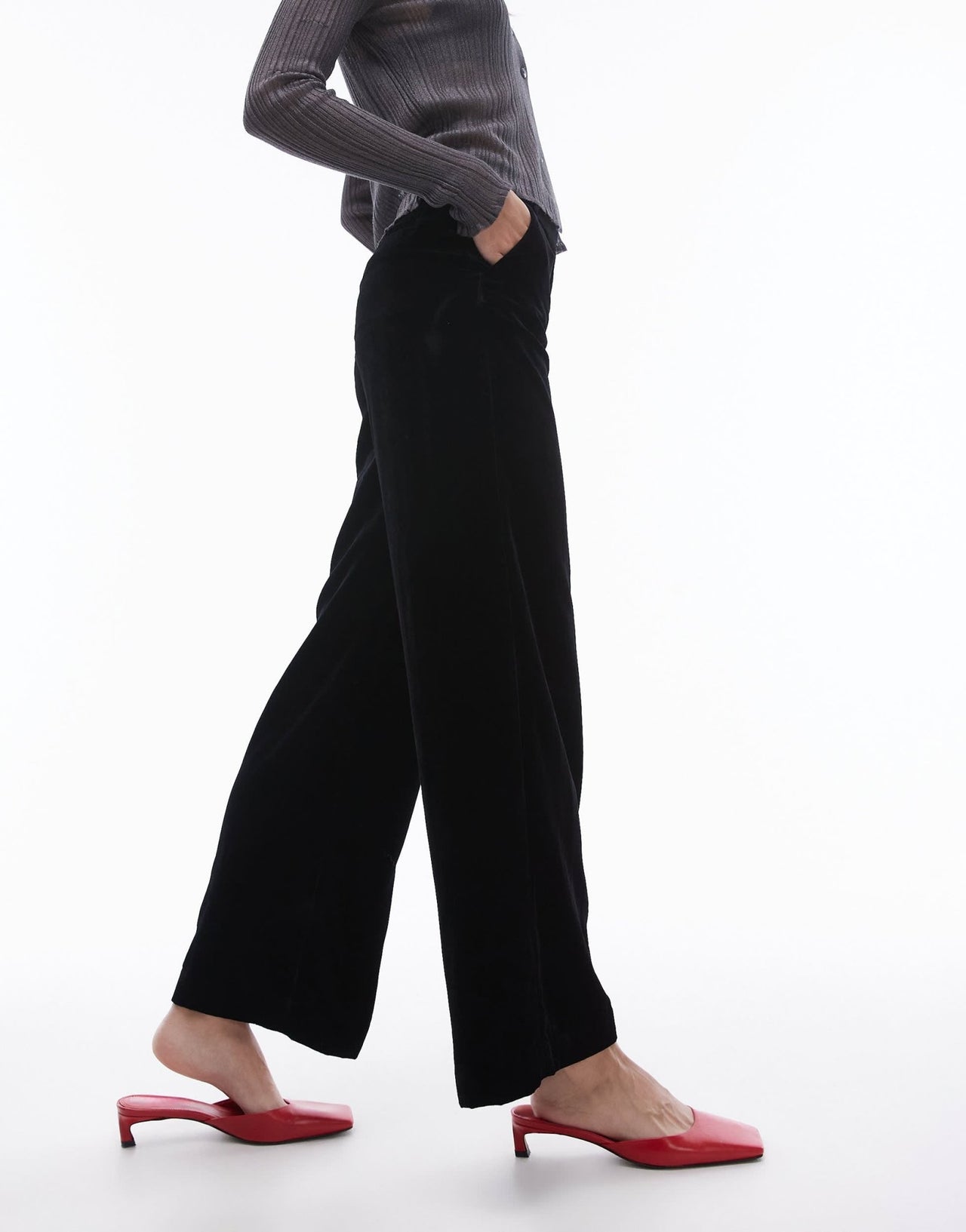& Other Stories high waist velvet trousers in black - ASOS Sample Sale EU Store