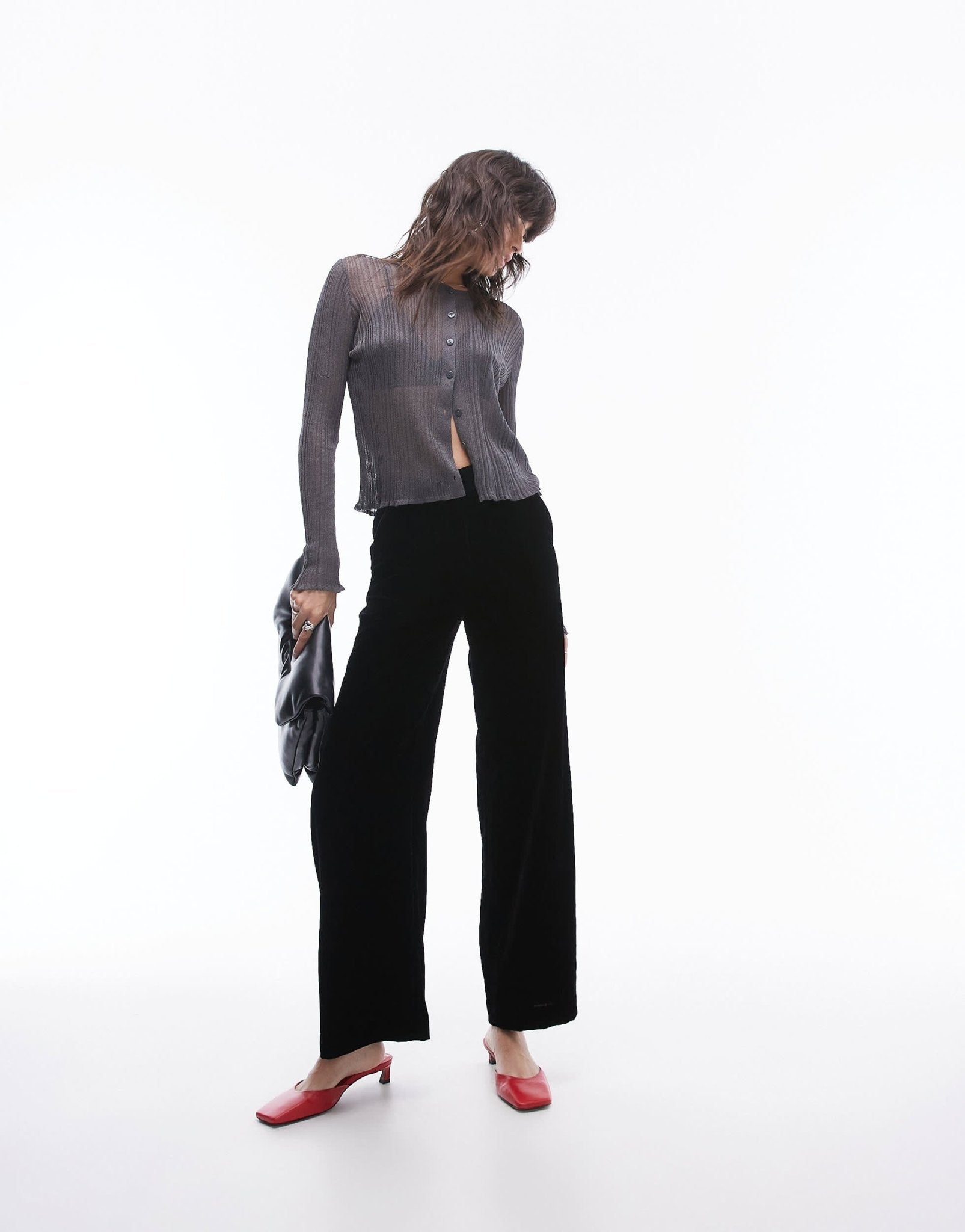 & Other Stories high waist velvet trousers in black - ASOS Sample Sale EU Store