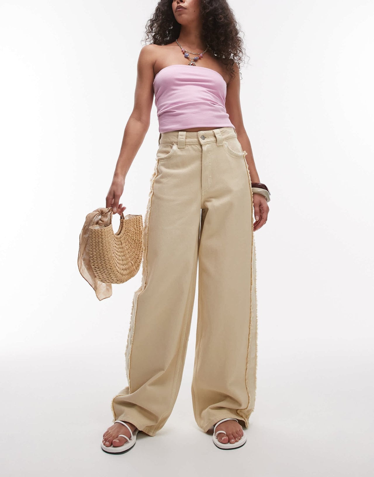 & Other Stories high waist wide denim jeans with fray detail in butter yellow - ASOS Sample Sale EU Store