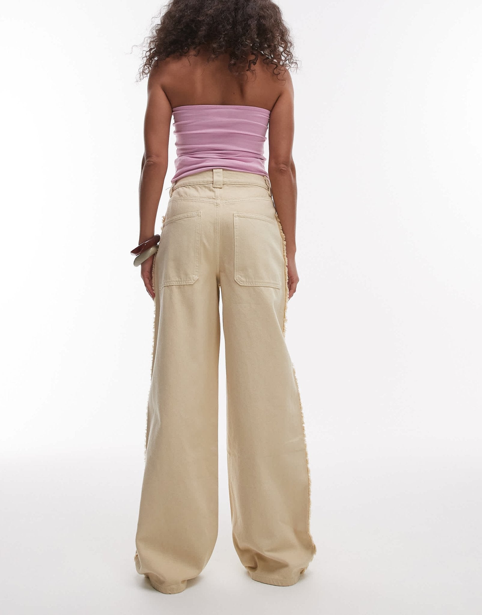 & Other Stories high waist wide denim jeans with fray detail in butter yellow - ASOS Sample Sale EU Store