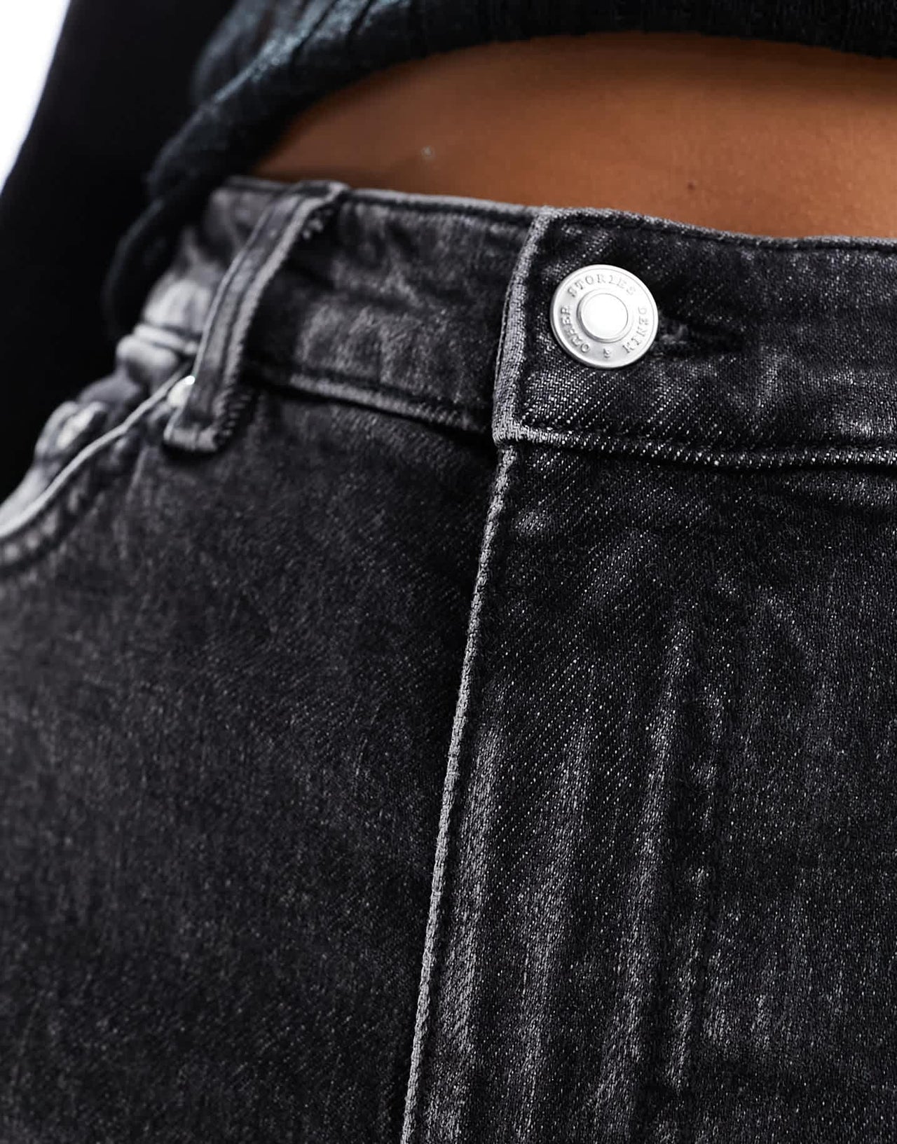 & Other Stories high waist wide leg jeans in salt and pepper black - ASOS Sample Sale EU Store