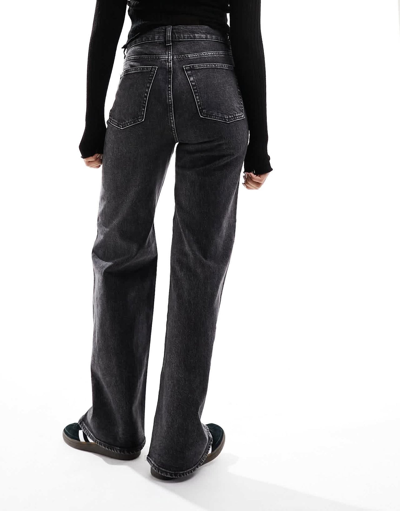 & Other Stories high waist wide leg jeans in salt and pepper black - ASOS Sample Sale EU Store