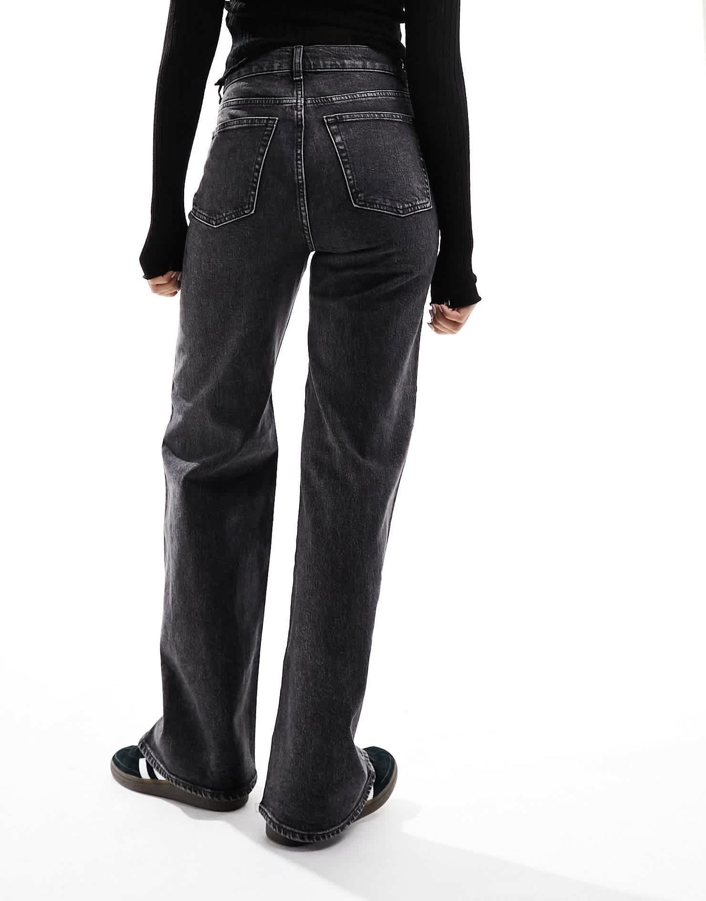 & Other Stories high waist wide leg jeans in salt and pepper black - ASOS Sample Sale EU Store