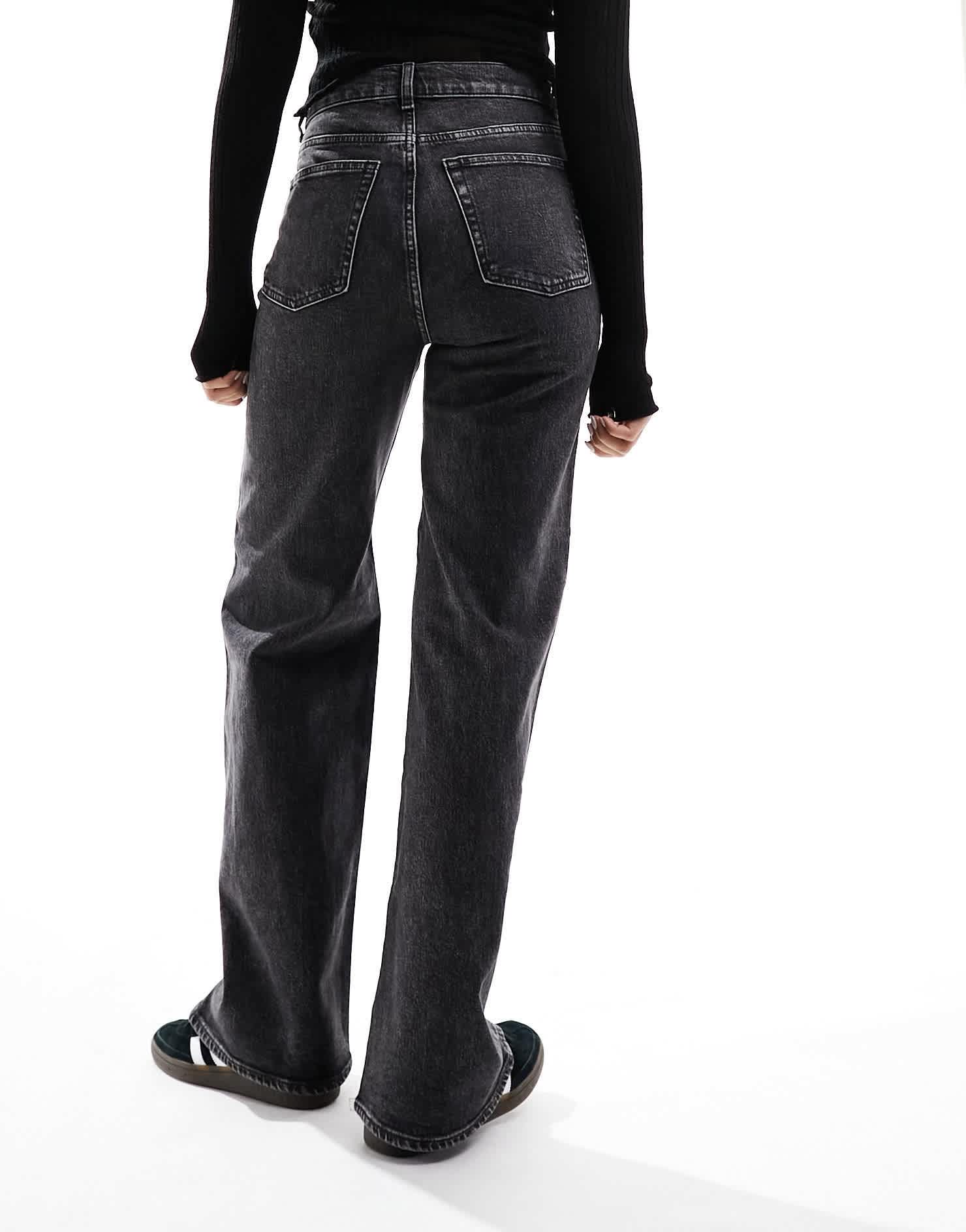 & Other Stories high waist wide leg jeans in salt and pepper black - ASOS Sample Sale EU Store