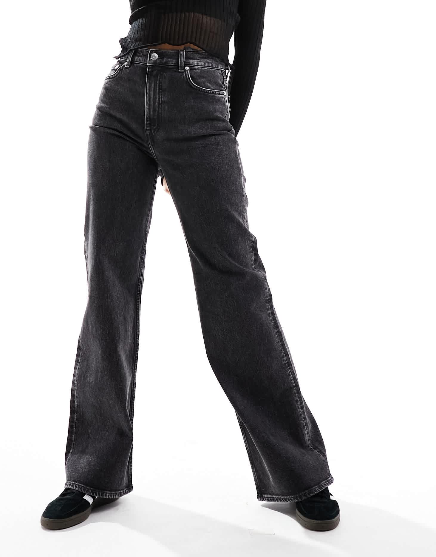 & Other Stories high waist wide leg jeans in salt and pepper black - ASOS Sample Sale EU Store