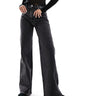 & Other Stories high waist wide leg jeans in salt and pepper black