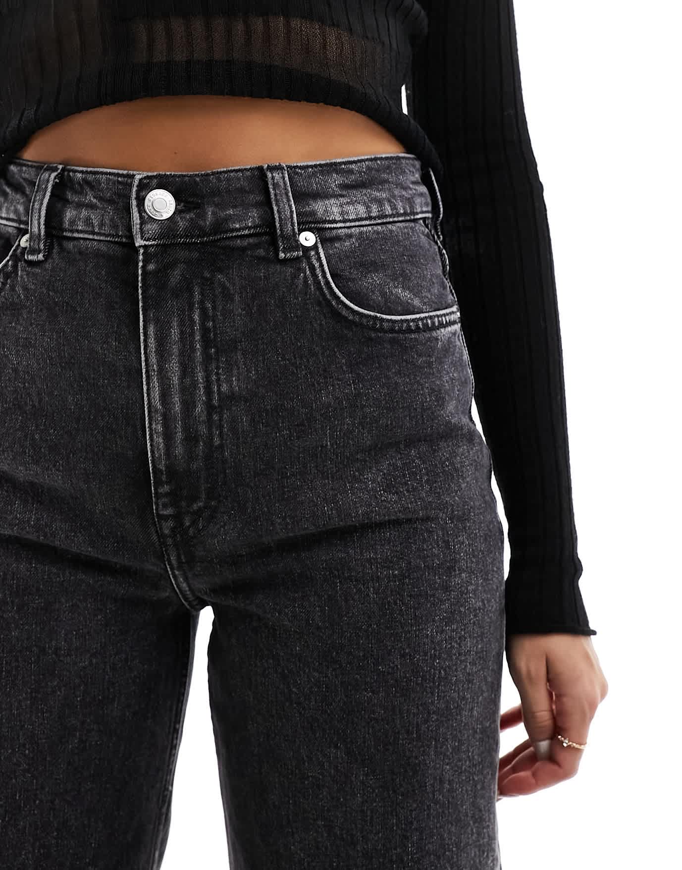 & Other Stories high waist wide leg jeans in salt and pepper black - ASOS Sample Sale EU Store