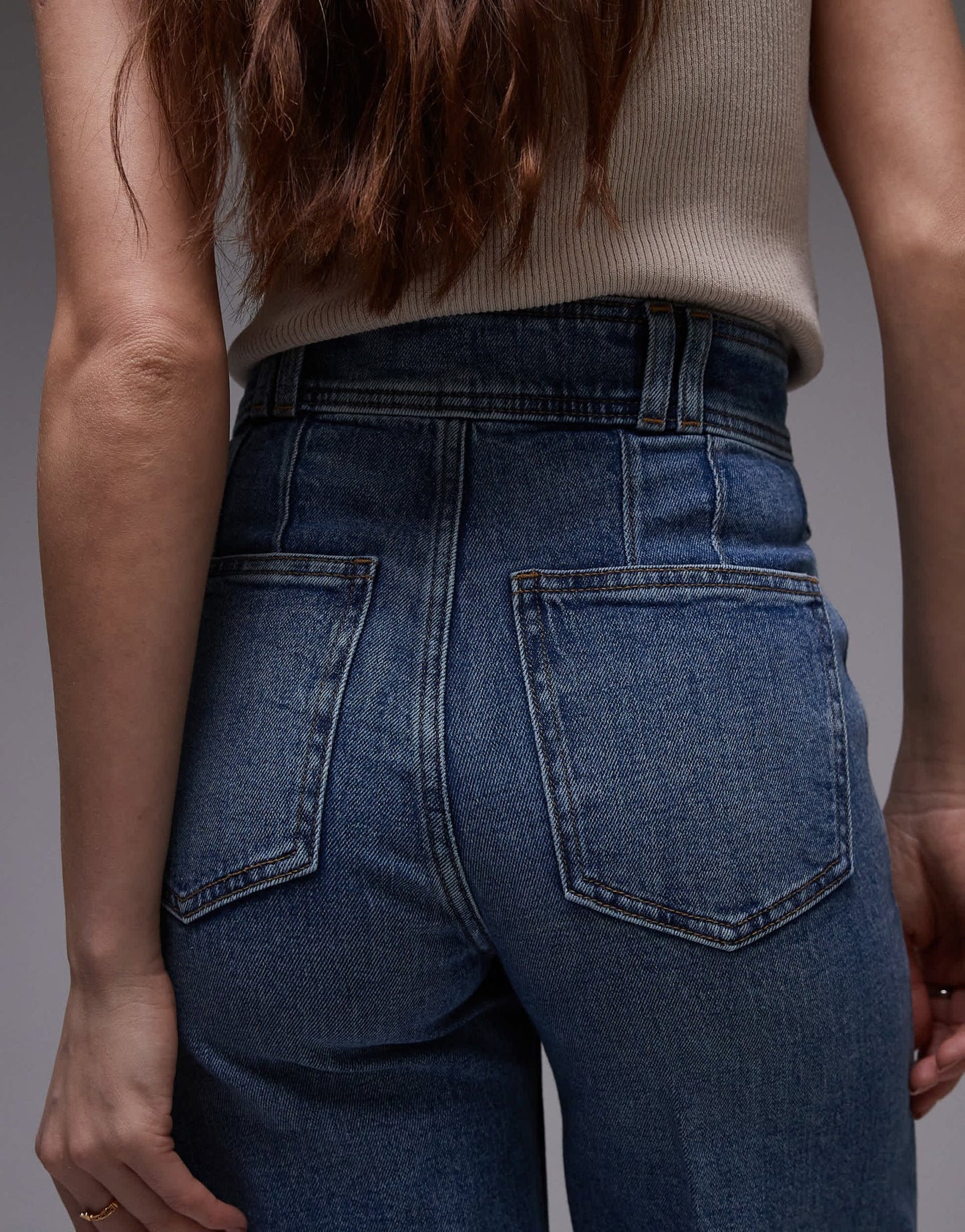 & Other Stories high waist wide leg jeans with double button waistband and pocket detail in mid wash blue - ASOS Sample Sale EU Store