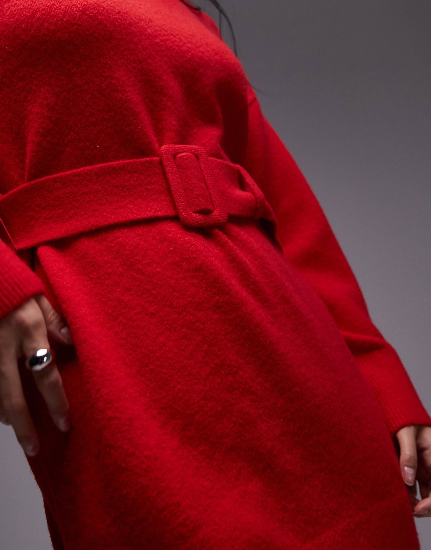 & Other Stories knitted mini dress with belt in red - ASOS Sample Sale EU Store