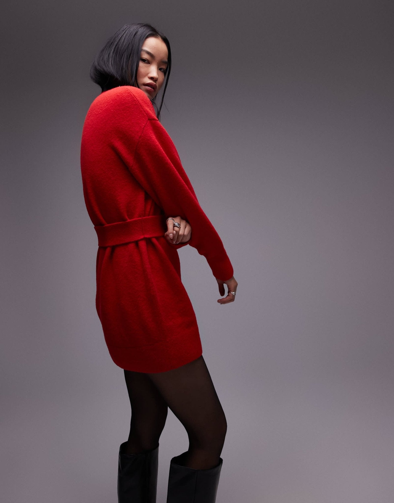 & Other Stories knitted mini dress with belt in red - ASOS Sample Sale EU Store