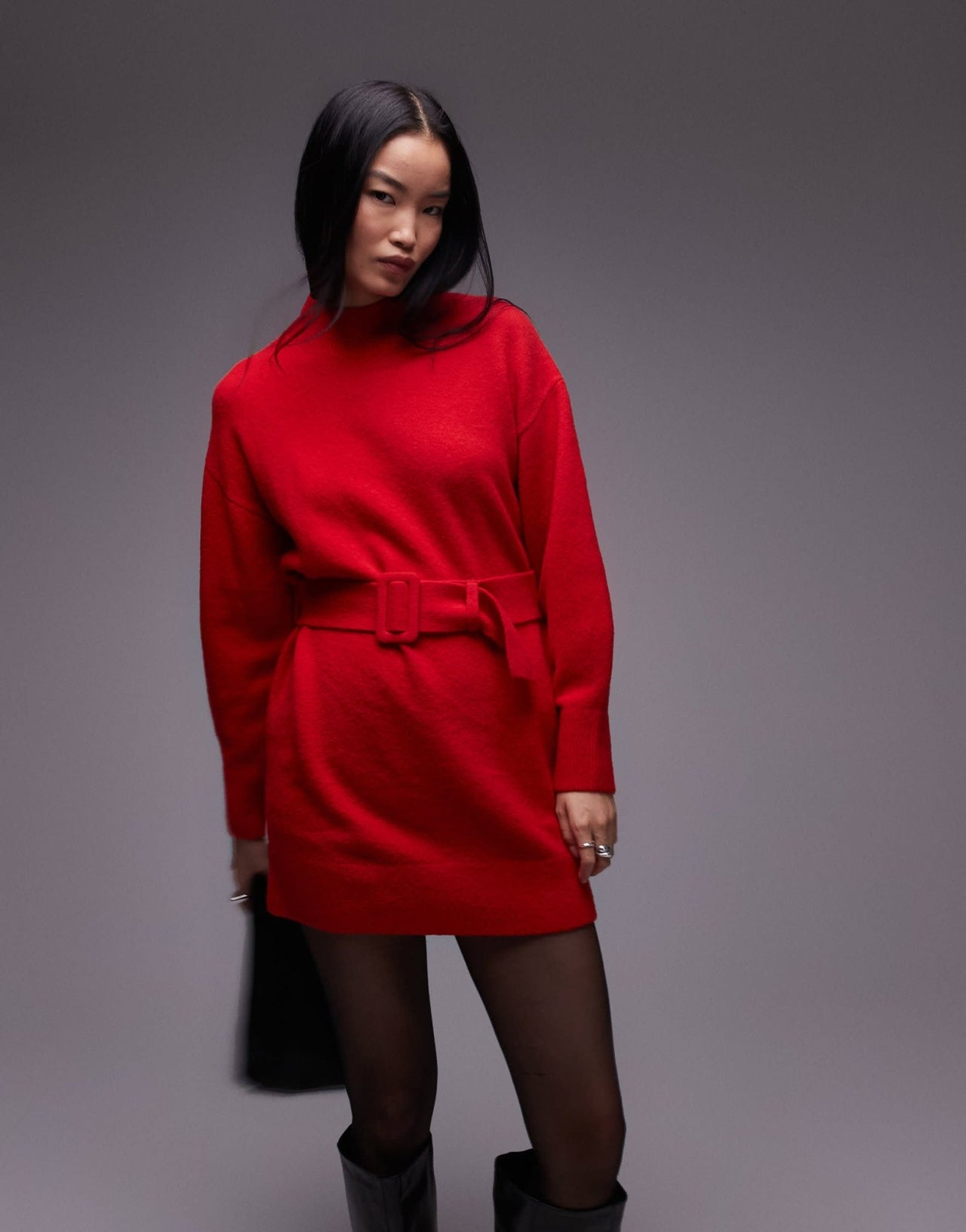 & Other Stories knitted mini dress with belt in red - ASOS Sample Sale EU Store