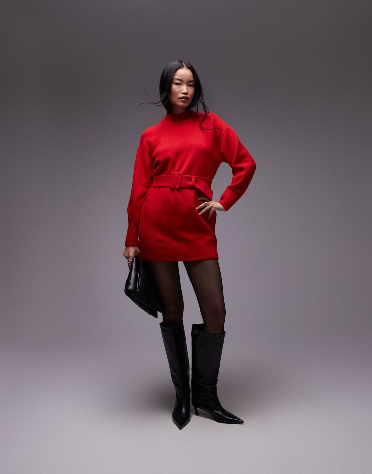 & Other Stories knitted mini dress with belt in red - ASOS Sample Sale EU Store
