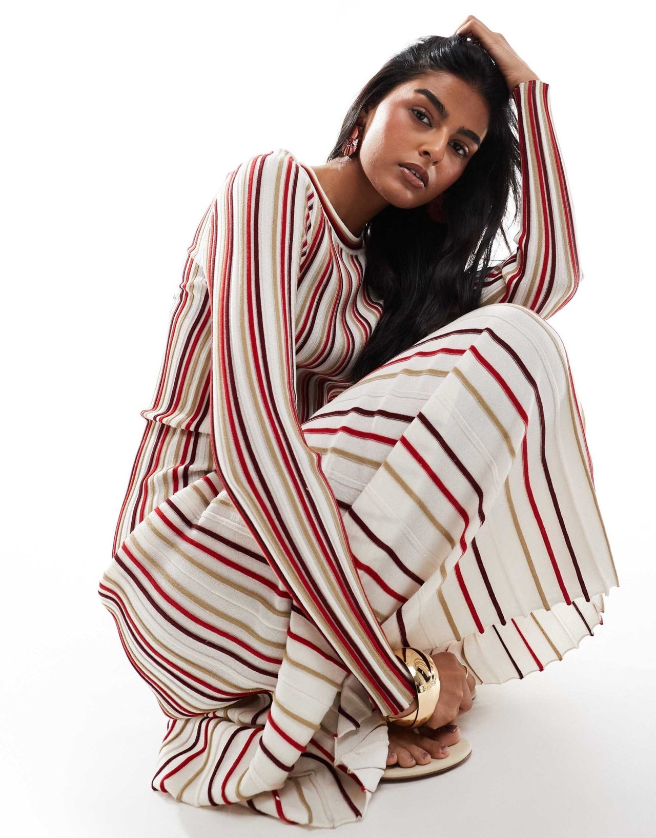 & Other Stories knitted pleated midaxi dress in multi stripes - ASOS Sample Sale EU Store