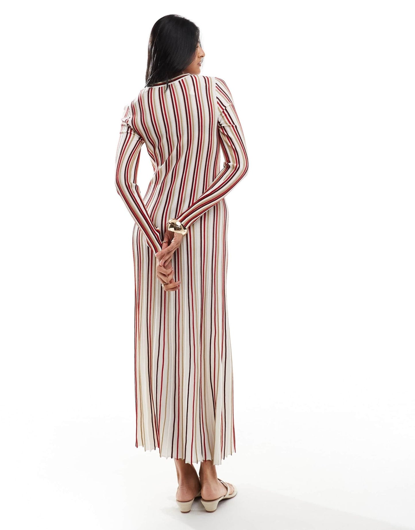 & Other Stories knitted pleated midaxi dress in multi stripes - ASOS Sample Sale EU Store