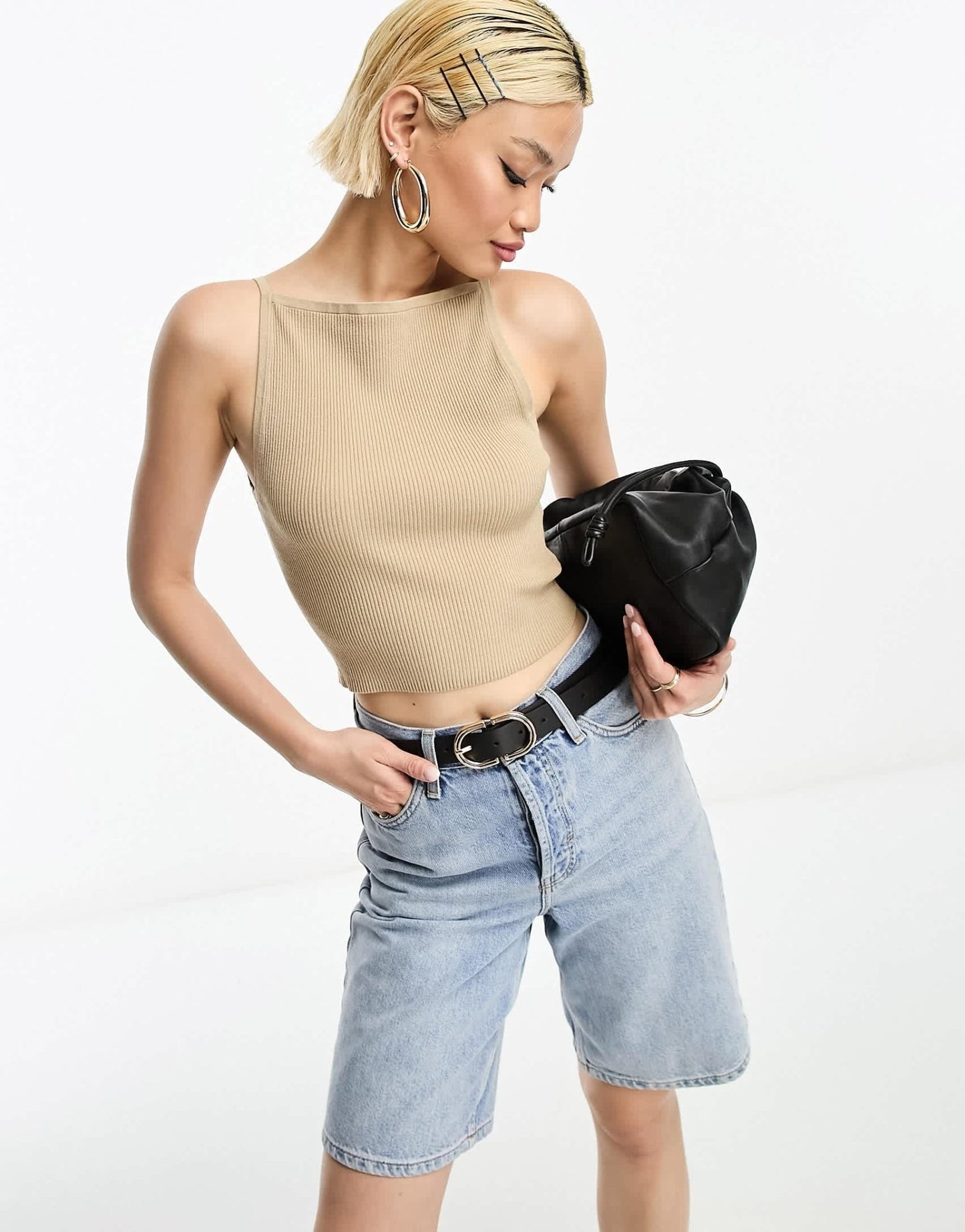& Other Stories knitted rib high neck vest in beige - ASOS Sample Sale EU Store