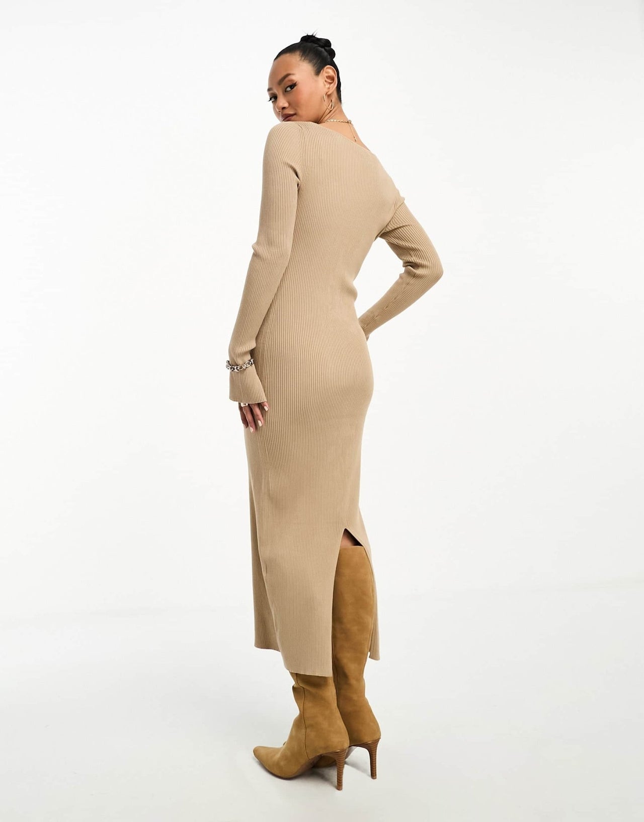 & Other Stories knitted rib midi dress in beige - ASOS Sample Sale EU Store