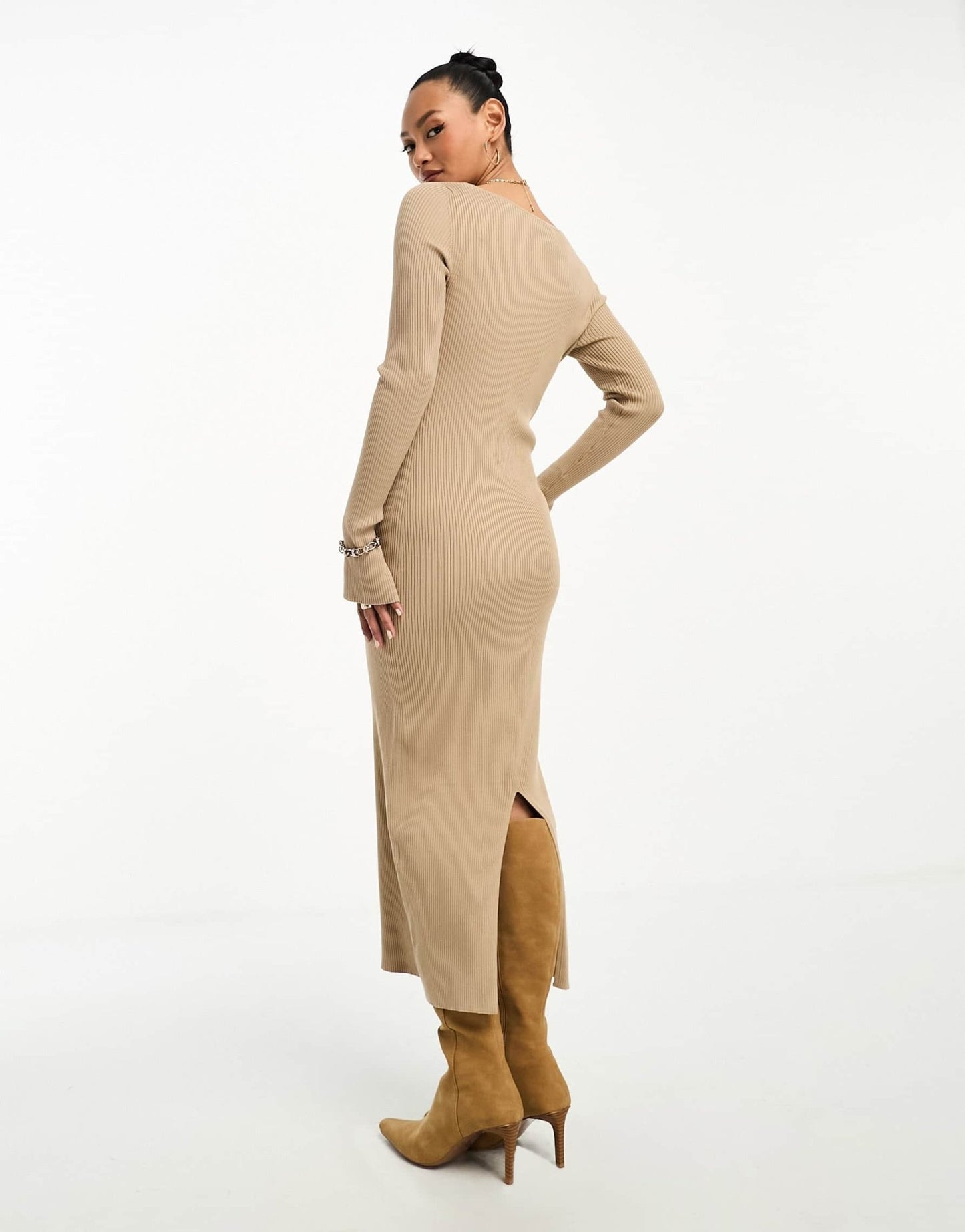 & Other Stories knitted rib midi dress in beige - ASOS Sample Sale EU Store
