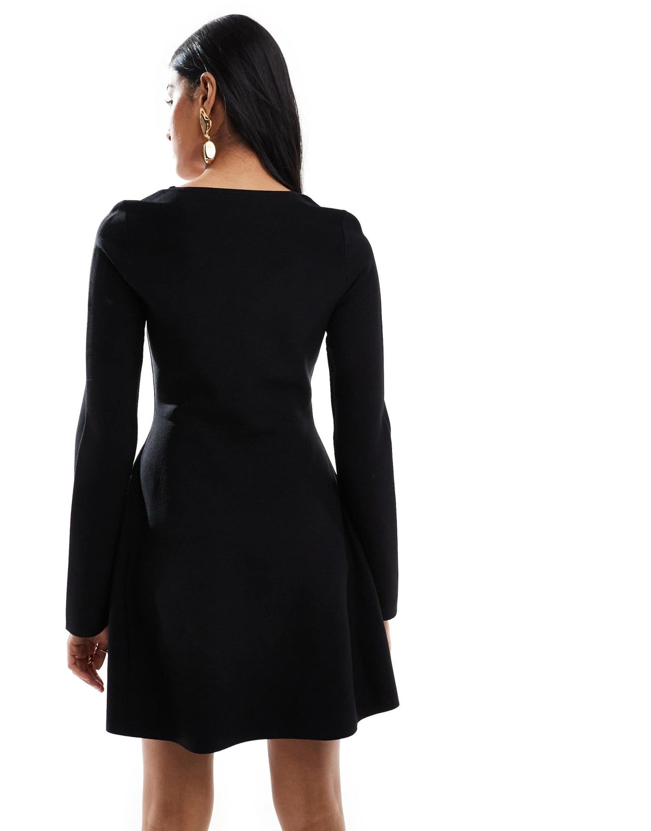 & Other Stories knitted scoop neck mini dress with bell sleeves in black - ASOS Sample Sale EU Store